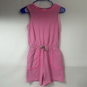 Boden Girls Pink Sleeveless Romper Shorts Jumpsuit Ric-Rac Trim Size 13-14 Y